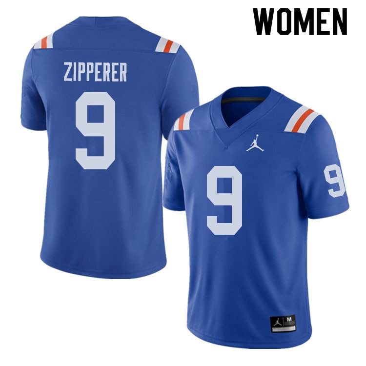 NCAA Florida Gators Keon Zipperer Women's #9 Jordan Brand Alternate Royal Throwback Stitched Authentic College Football Jersey RPH4564JT